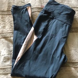 Grey and metallic pink leggings